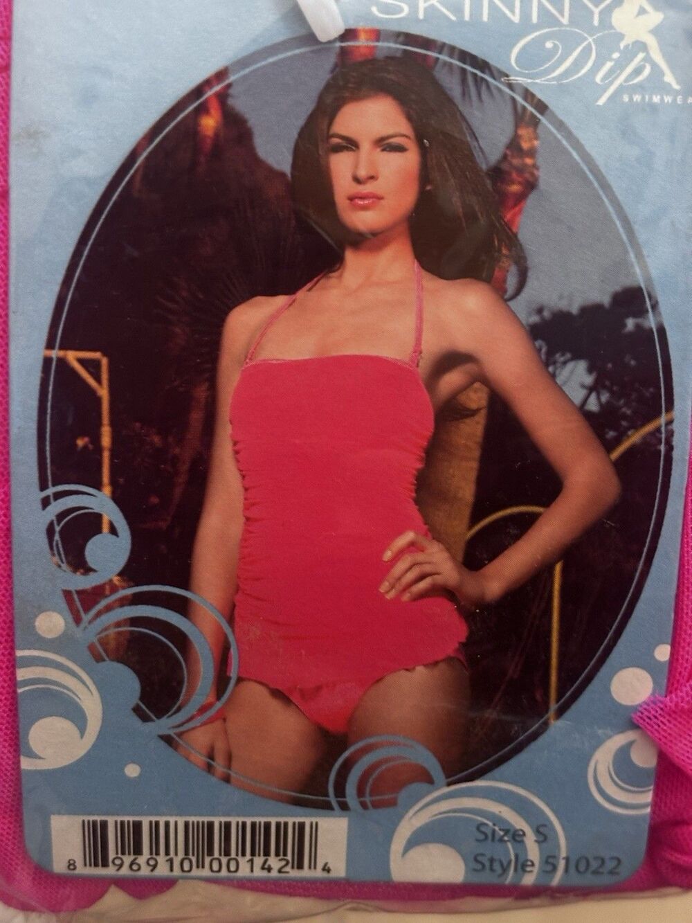 Skinny Dip Leg Avenue Ruched Mesh Halter Maillot Swimsuit - Medium